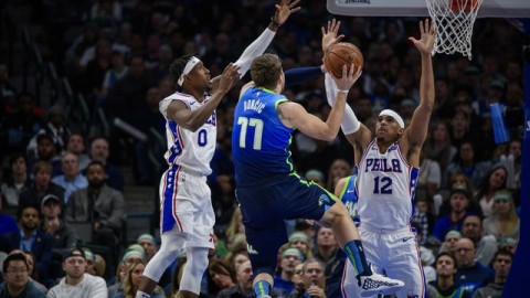 标题：恩比德复出就砍三双，76人主场屠牛这场球看的太过瘾了！